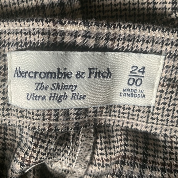 Abercrombie & Fitch The Skinny Ultra High Rise Pants Slit Bootcut Flare Plaid - Picture 6 of 6